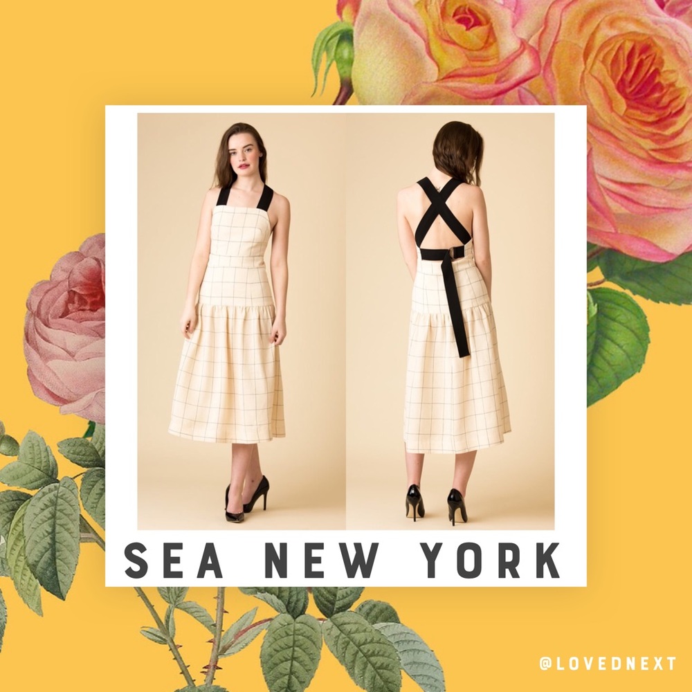 Sea NY ‘Jacques’ grid linen midi dress